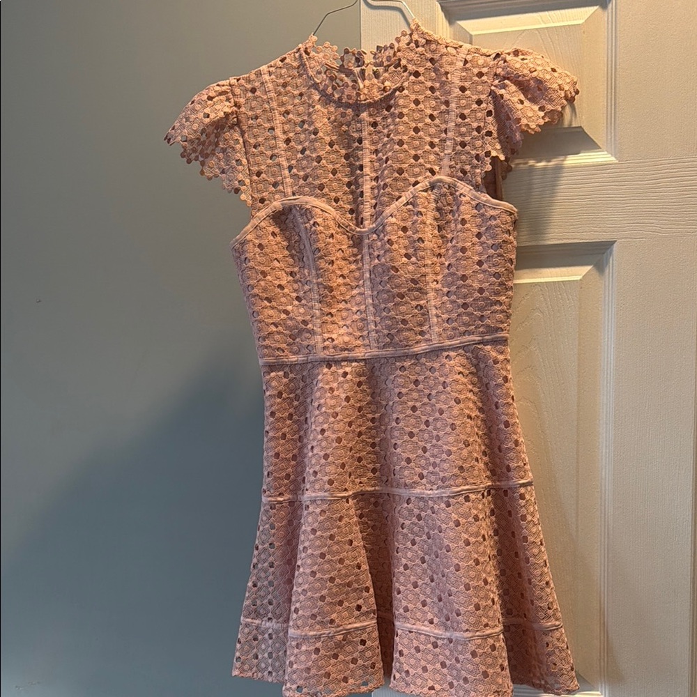 Girls' Pink Lace Fit-and-Flare Dress
